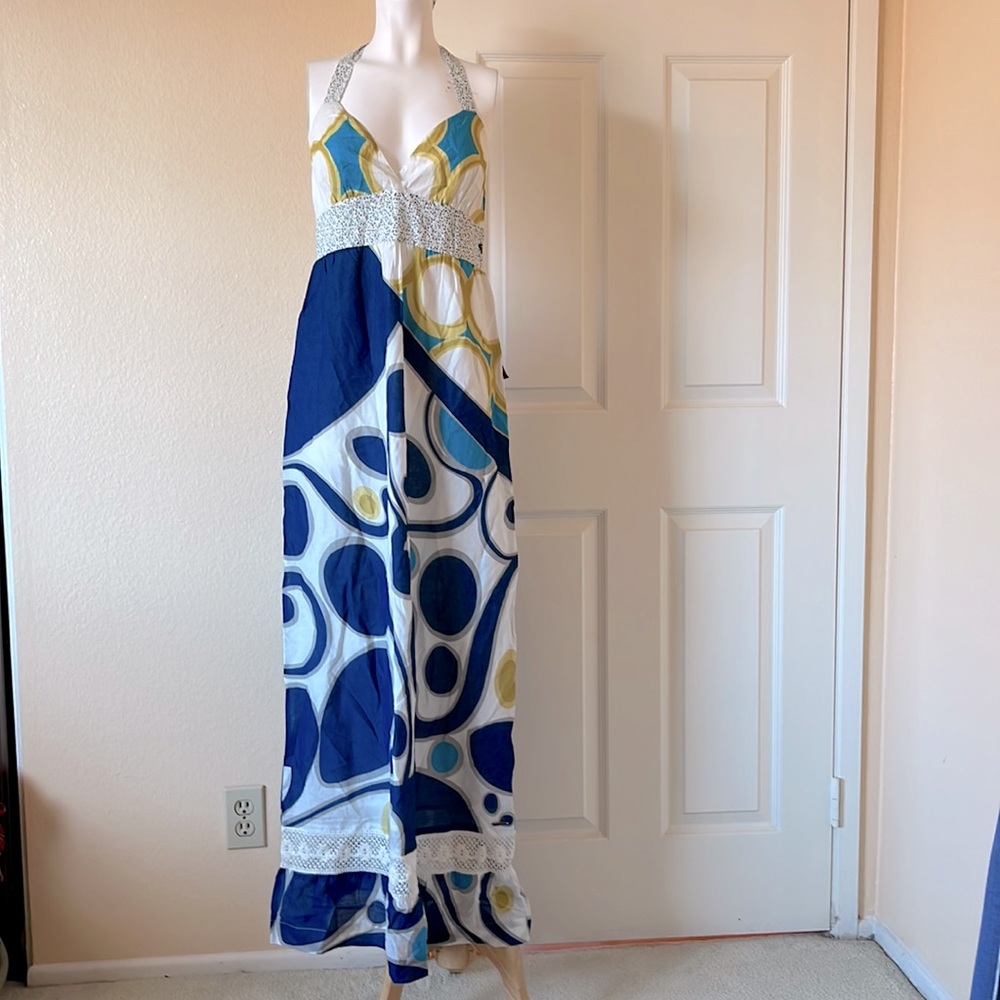 Brand new with tag Roxy halter blue maxi dress Small